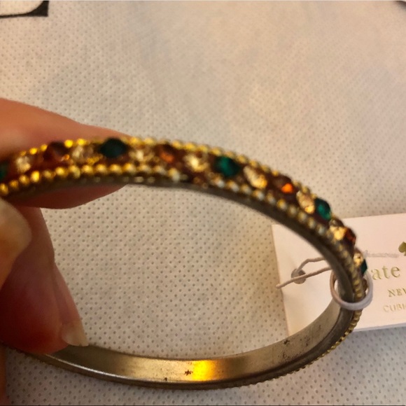 RARE Kate Spade Gold Gems Cubic Zirconia Elegant Edge Bangle Bracelet Petite New - Picture 7 of 16